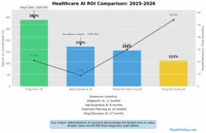 Healthcare AI ROI comparison showing real-world investment returns across different healthcare AI applications
