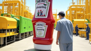Kraft Heinz's $3 billion investment in US manufacturing upgrades, featuring modern factory equipment and workers.Image