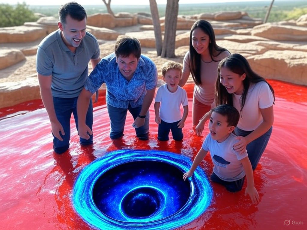 A group of families engaging in interactive STEM exhibits and exploring natural enigmas like Blood Falls and black holes at Science Mill's Mysteries of Science event.Image