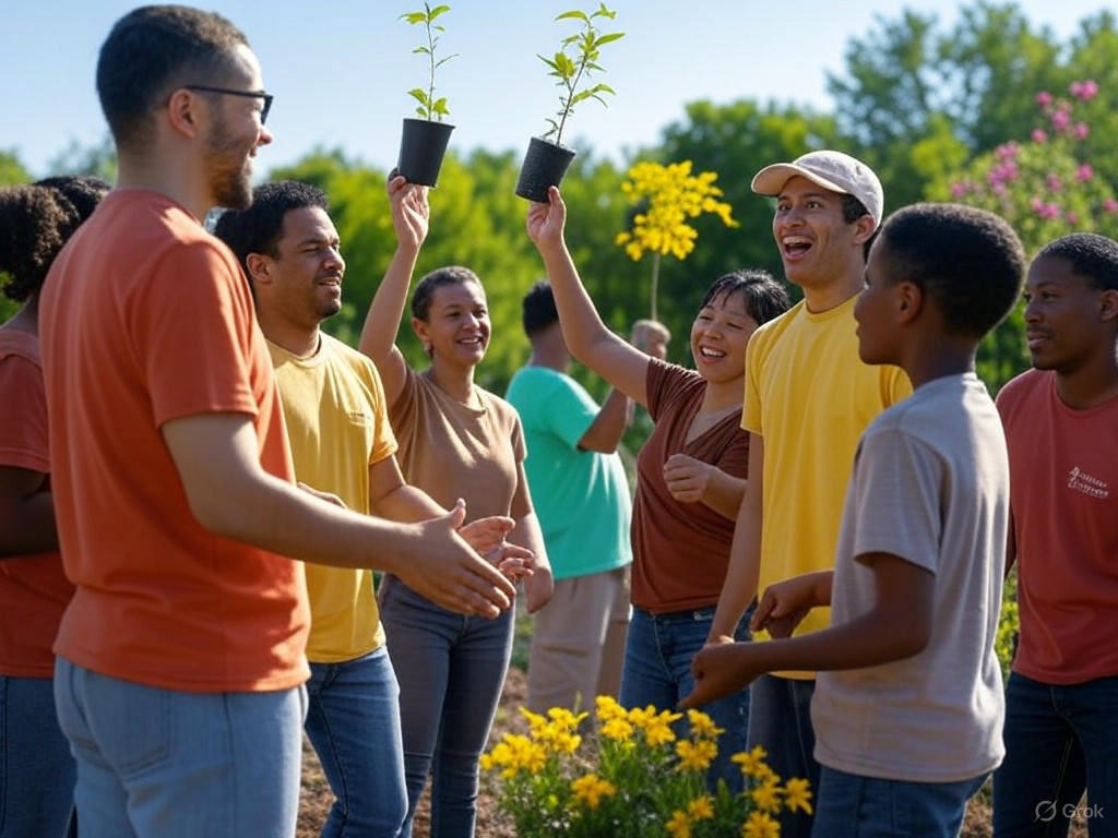 AmeriCorps volunteers planting trees and serving communities across the nation to promote education, disaster recovery, and social good.Image
