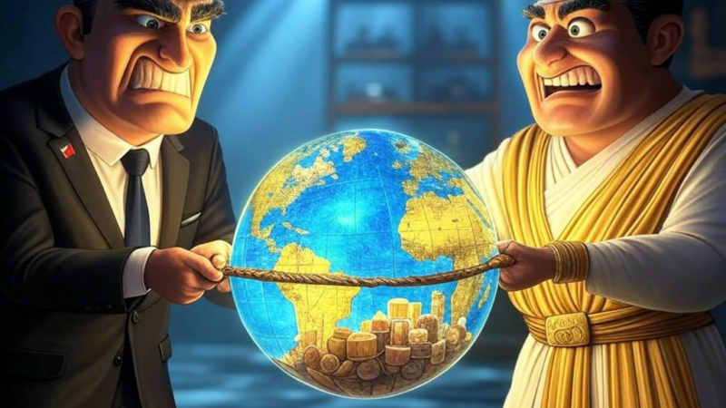 Illustration of the escalating U.S.-China trade war in 2025, highlighting economic impacts and investor strategies for navigating global conflicts.Image
