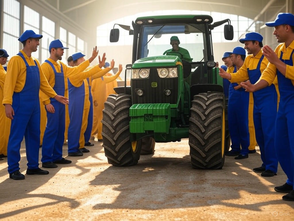 John Deere's $20 billion investment in U.S. manufacturing facilities and equipment, highlighting job creation and innovation in agriculture and construction.Image