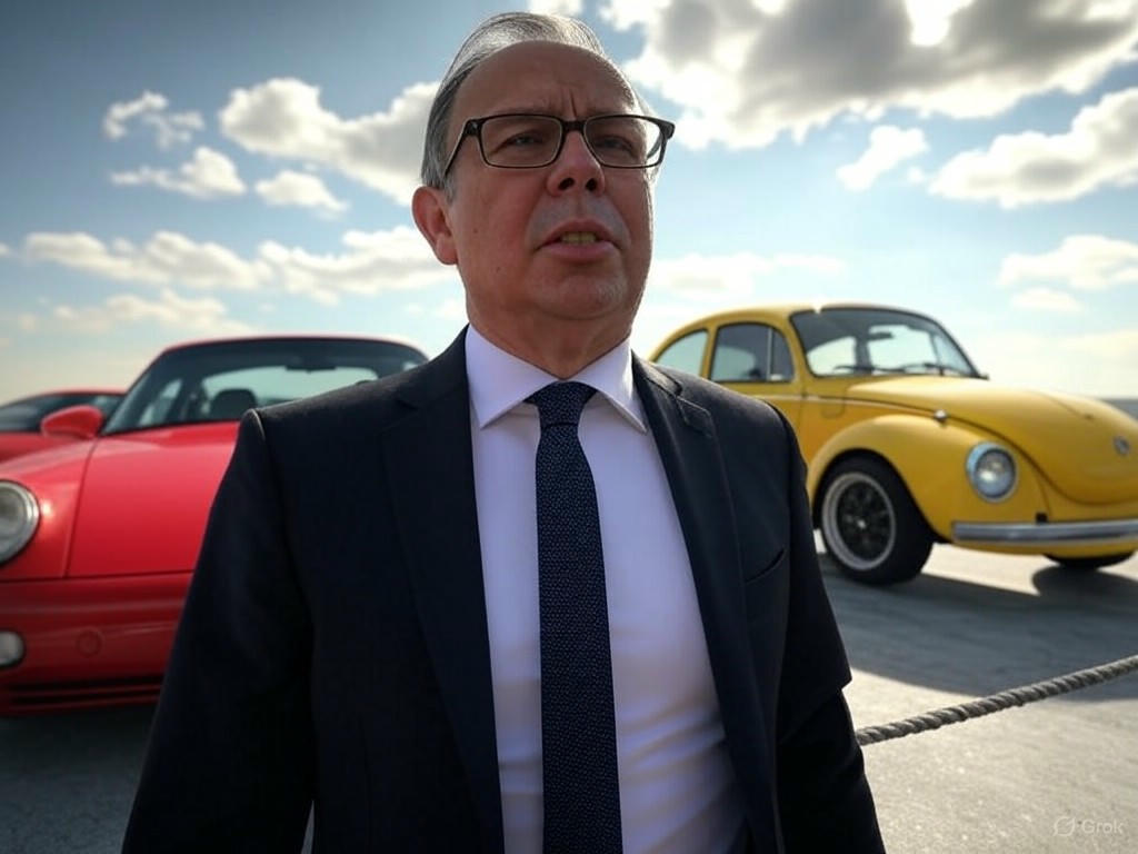 Oliver Blume, CEO of Porsche and Volkswagen, balancing dual leadership roles amidst investor pressure and market challenges.Image