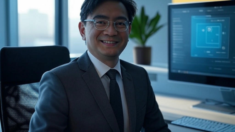 A futuristic robot and human collaborating in a workplace, representing the barriers and human skills preventing widespread AI job displacement.Image
